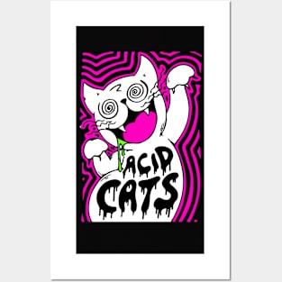 Acid cats - Catsondrugs.com - Techno, rave, edm, festival, techno, trippy, music, 90s rave, psychedelic, party, trance, rave music, rave krispies, rave flyer T-Shirt Posters and Art